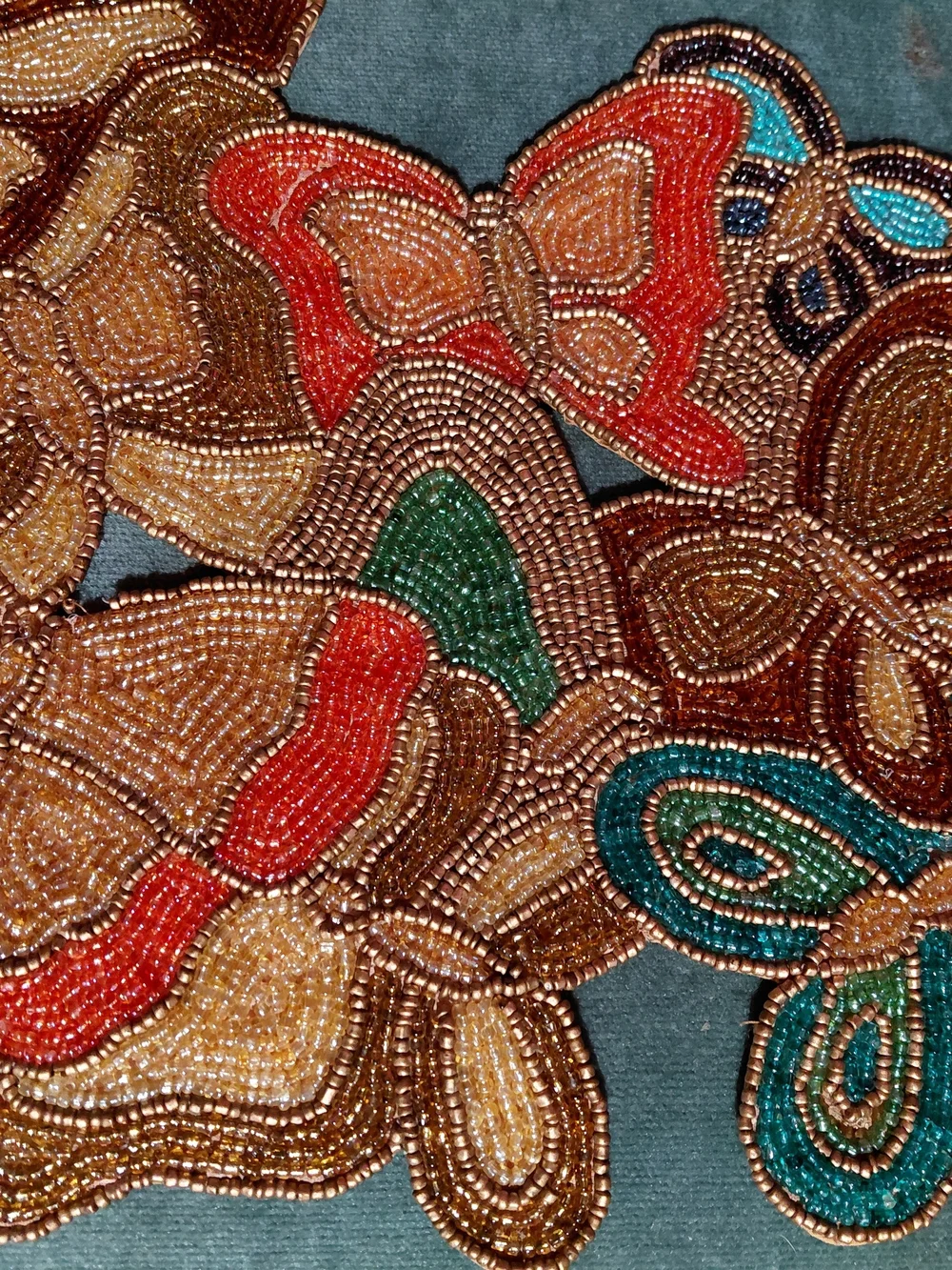 VINTAGE HAND BEADED BUTTERFLY TABLE RUNNER  MULTI COLOR 35